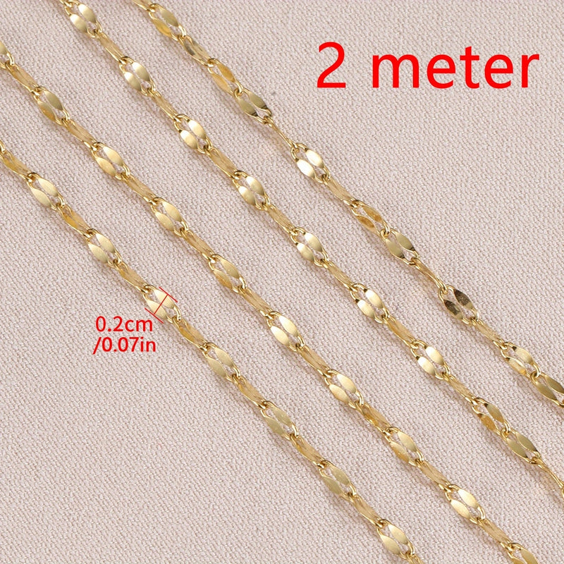 2Meters/78.74inch Golden Stainless Steel Lips Chains For Necklace Choker Bracelet Jewelry Making DIY Components Chain Accessories No Fade