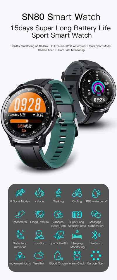 "Newest Smart Watch SN80 with Heart Rate Monitor"