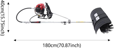 Handheld Sweeper, 2-Stroke 52Cc 1700W Gas Power Broom Snow Artificial Turf Grass Backpack Sweeper Petrol-Powered Backpack Leaf