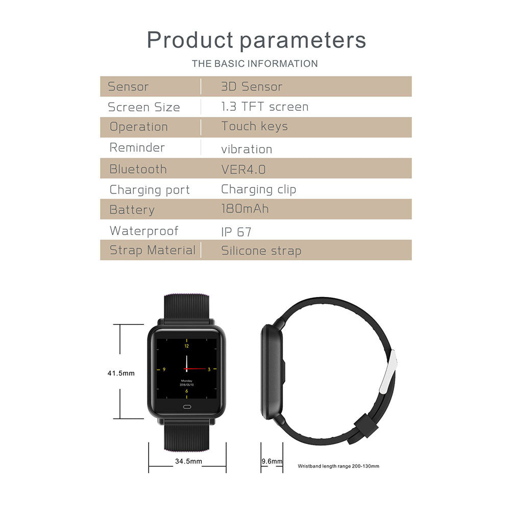 "Q9 Smart Watch IP67 Waterproof Fitness Tracker"