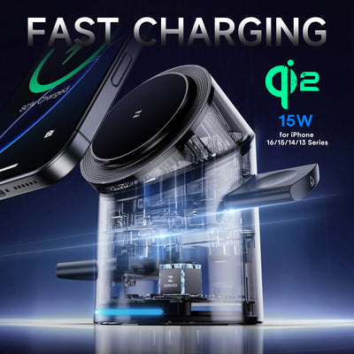 CylinTrick R 3-in-1 Wireless Charging Station-Black-UK Plug