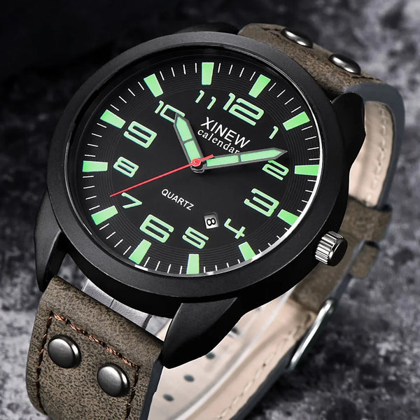 2023 Watch Men Leather Date Casual Analog Quartz Wrist Watch Business Watches Gifts Mature Men Business Watch Top Brand
