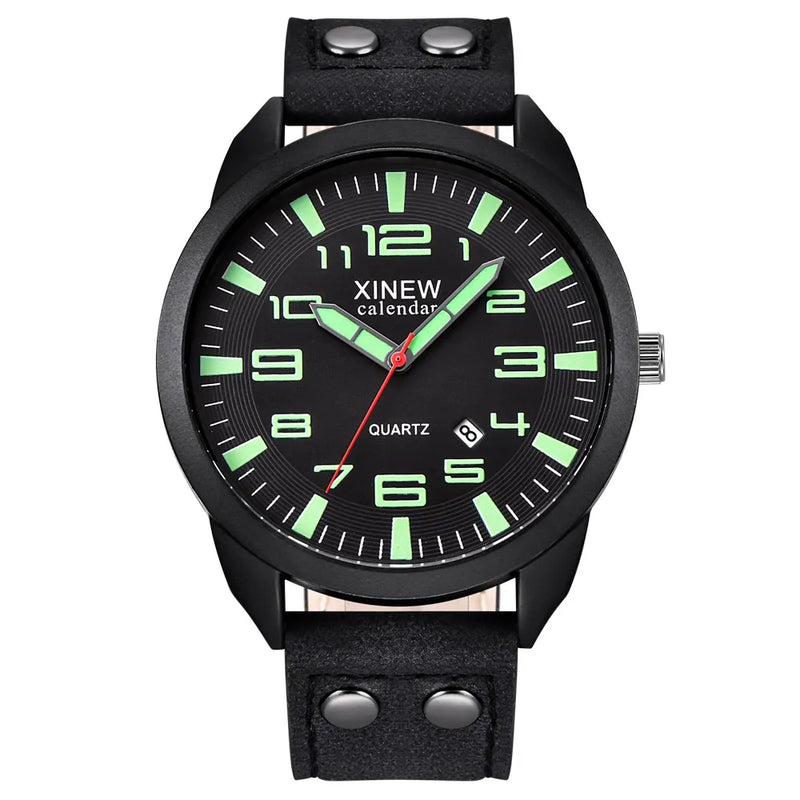 2023 Watch Men Leather Date Casual Analog Quartz Wrist Watch Business Watches Gifts Mature Men Business Watch Top Brand