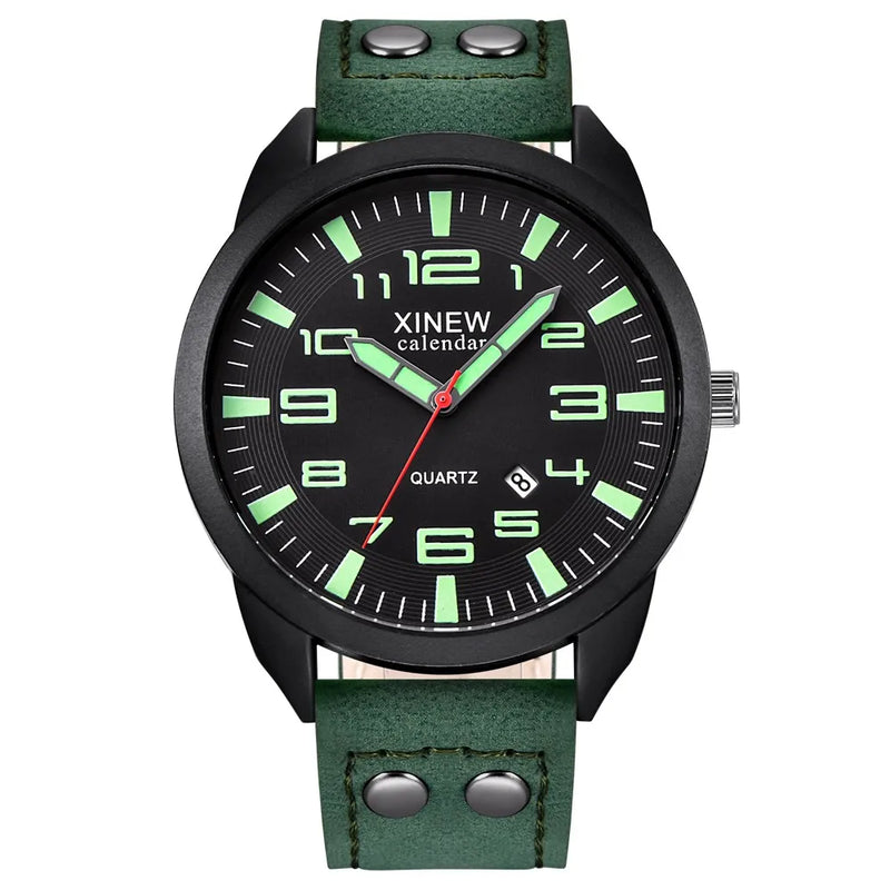 2023 Watch Men Leather Date Casual Analog Quartz Wrist Watch Business Watches Gifts Mature Men Business Watch Top Brand