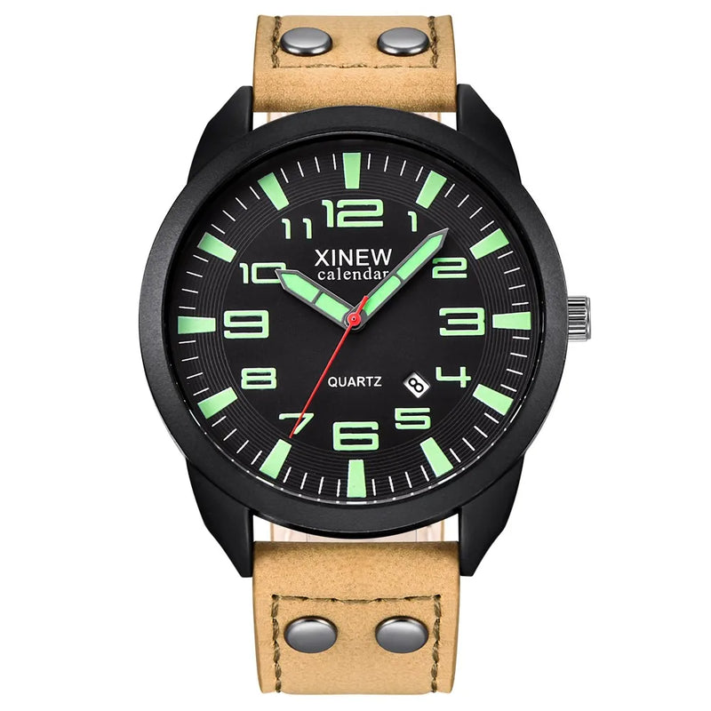 2023 Watch Men Leather Date Casual Analog Quartz Wrist Watch Business Watches Gifts Mature Men Business Watch Top Brand