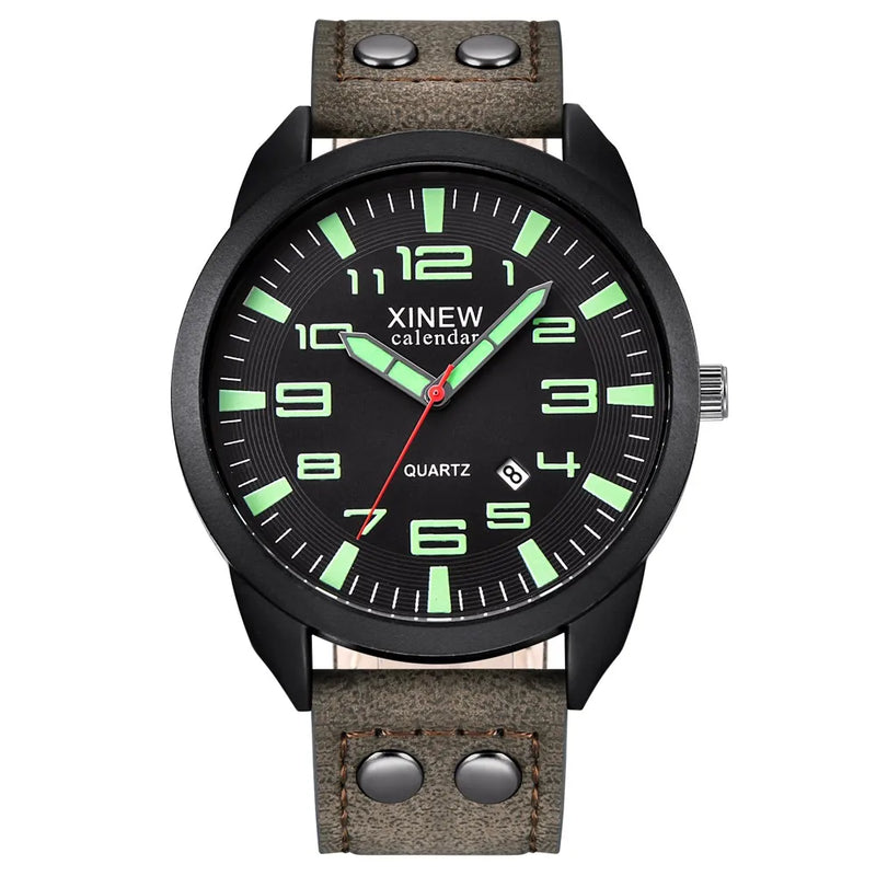 2023 Watch Men Leather Date Casual Analog Quartz Wrist Watch Business Watches Gifts Mature Men Business Watch Top Brand
