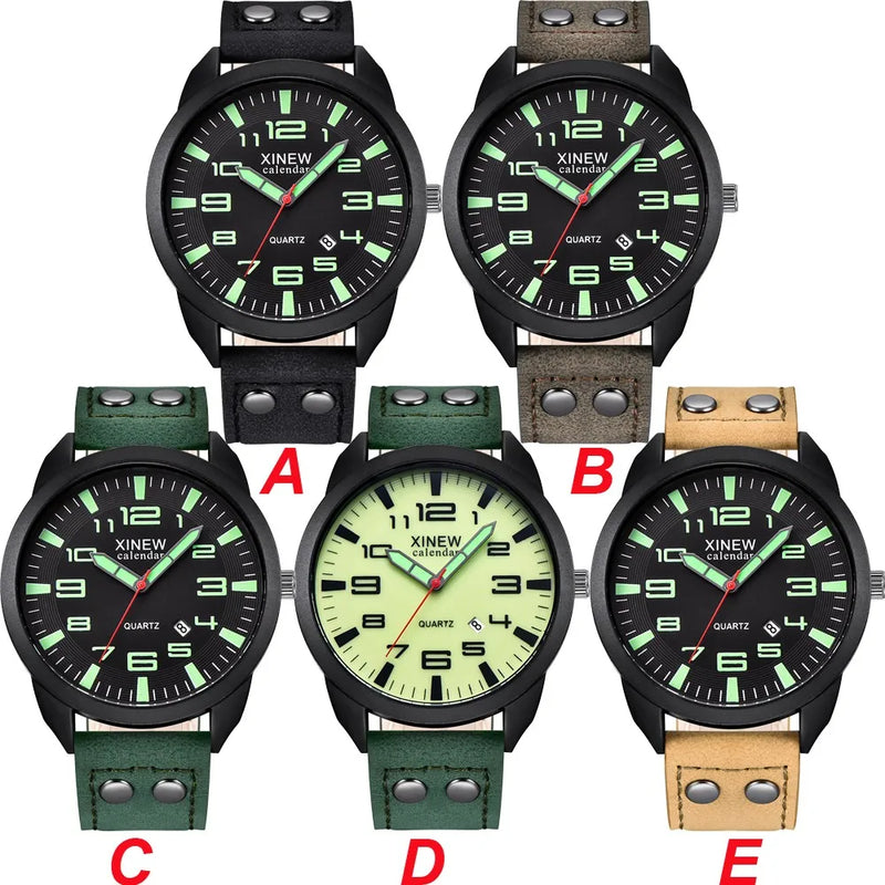 2023 Watch Men Leather Date Casual Analog Quartz Wrist Watch Business Watches Gifts Mature Men Business Watch Top Brand