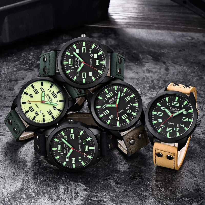 2023 Watch Men Leather Date Casual Analog Quartz Wrist Watch Business Watches Gifts Mature Men Business Watch Top Brand