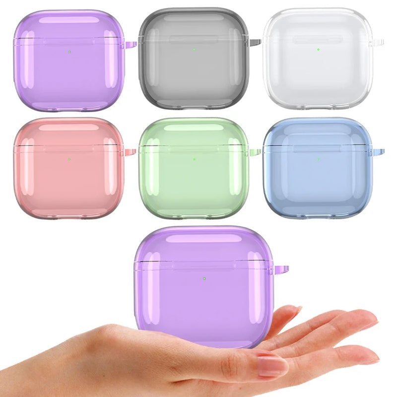 Soft TPU Shockproof Clear Case Cover for Apple AirPods 4 2024 with Carabiner and Anti Fall Protection