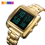 SKMEI Men's Digital Wristwatch 30M Waterproof Sport Wrist Watch Square Dial Stainless Steel Band Man Watch 1369