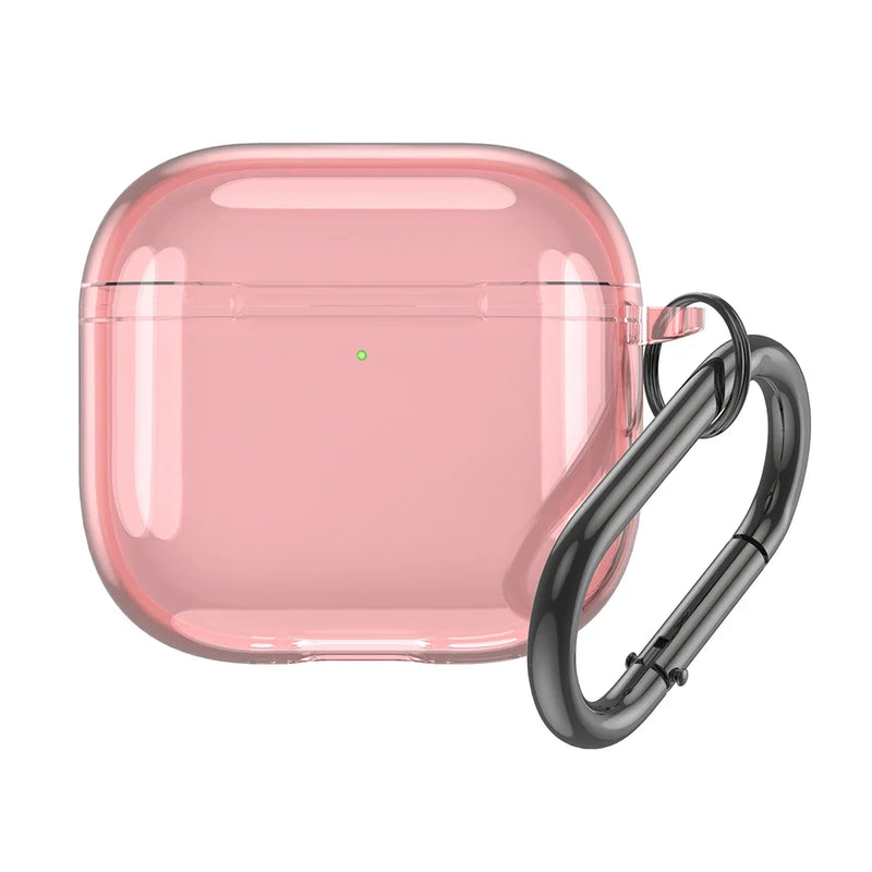Soft TPU Shockproof Clear Case Cover for Apple AirPods 4 2024 with Carabiner and Anti Fall Protection