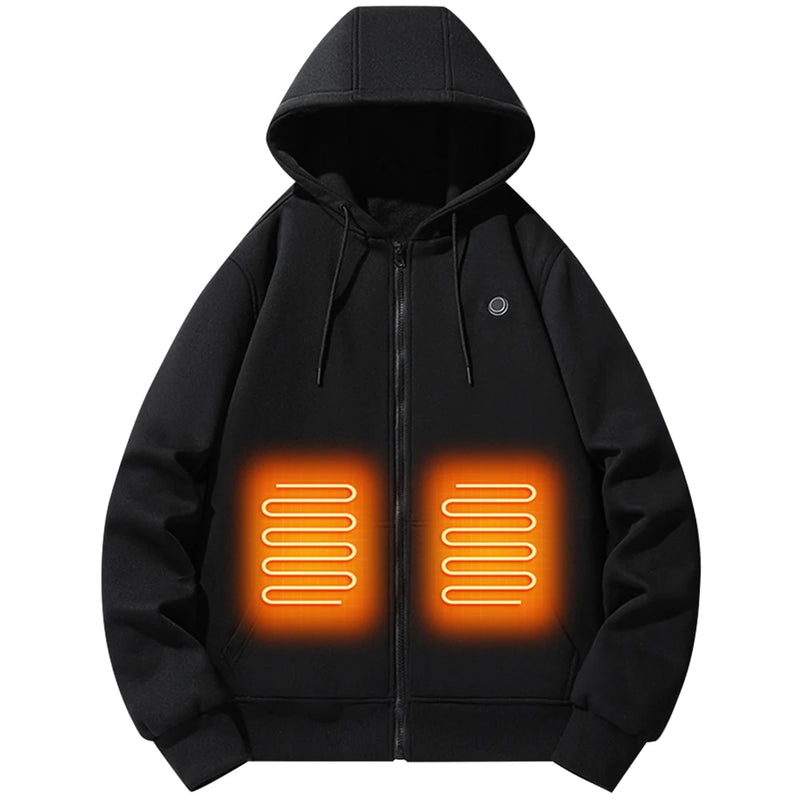 2024 Outdoor Electric USB Heating Sweaters Hoodies Men Women Winter Warm Heated Clothes 5 Area Winter Heating Casual Hoodies