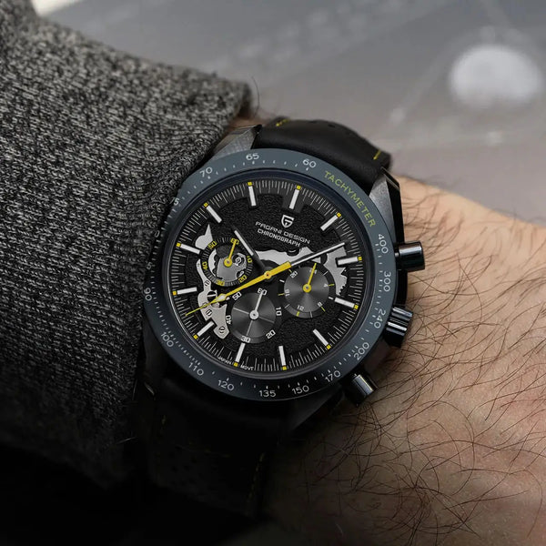 PAGANI DESIGN 2024 New Moon Dark Men's Watches Luxury Quartz Watch Men Skeleton Sport Chronograph AR Sapphire glass Wrist Watch