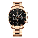 Fashion Mens Watches Luxury Black Stainless Steel Quartz Wrist Watch Man Business Watch For Men Calendar Clock Reloj Hombre