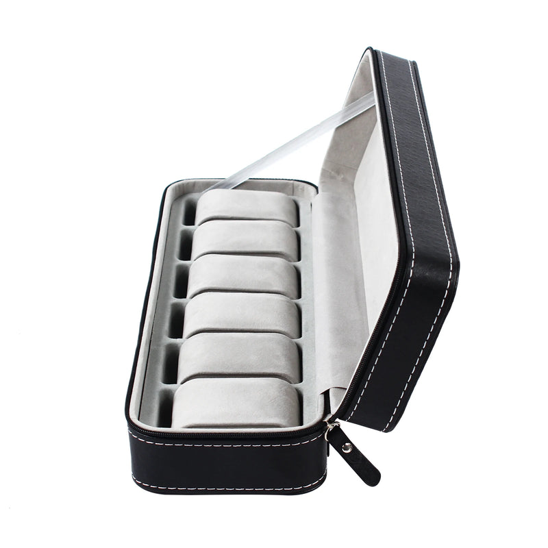 Bymaocar Portable 6 Slot Zipper Watch Case Collector Storage Organizer Home Jewelry Earrings Wrist Watch Box Waterproof