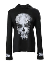 Women s Long Sleeve Halloween Skull Print Hooded Hoodies Shirts Spring Fall Casual Tops Streetwear Fashion Pullover Sweatshirt