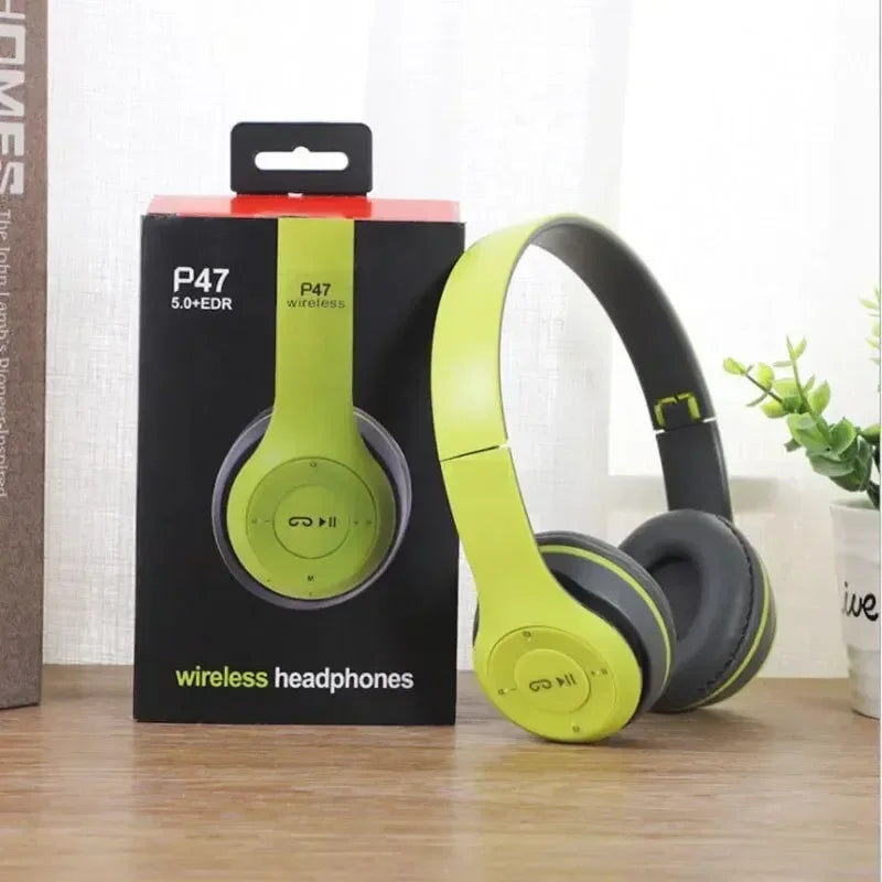 Bluetooth 5.0 Wireless Headphones with Foldable Design, HIFI Stereo Bass, Mic, USB Adapter for iPhone Gaming
