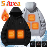 2024 Outdoor Electric USB Heating Sweaters Hoodies Men Women Winter Warm Heated Clothes 5 Area Winter Heating Casual Hoodies