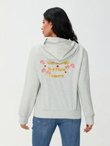 Women s Casual Pullover Hoodies Long Sleeve Floral Print Loose Sweatshirts Streetwear Tops with Embroidered Letters