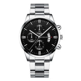 Fashion Mens Watches Luxury Black Stainless Steel Quartz Wrist Watch Man Business Watch For Men Calendar Clock Reloj Hombre