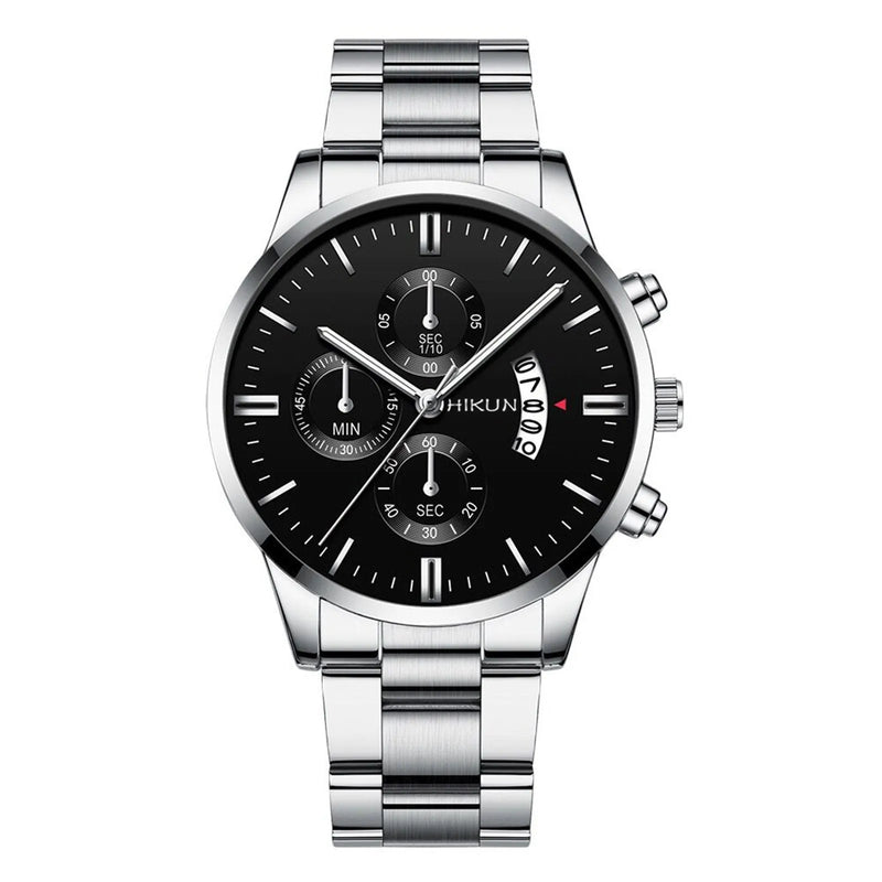 Fashion Mens Watches Luxury Black Stainless Steel Quartz Wrist Watch Man Business Watch For Men Calendar Clock Reloj Hombre