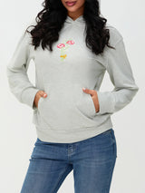 Women s Casual Pullover Hoodies Long Sleeve Floral Print Loose Sweatshirts Streetwear Tops with Embroidered Letters