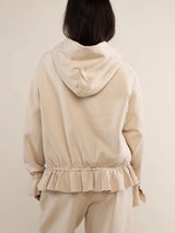 Women s Loose Hoodies Solid Color Rufles Hooded Long Sleeve Sweatshirts Pullovers Fall Winter Casual Tops