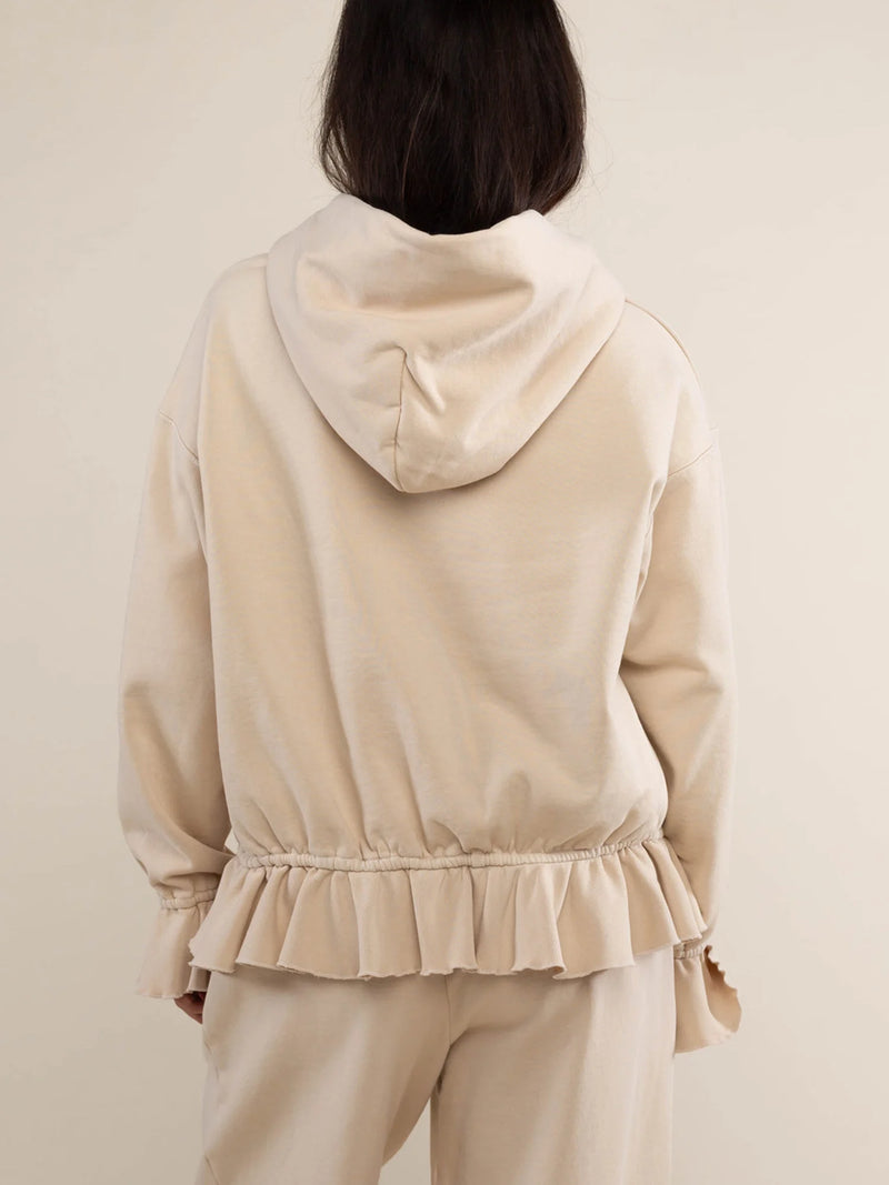 Women s Loose Hoodies Solid Color Rufles Hooded Long Sleeve Sweatshirts Pullovers Fall Winter Casual Tops