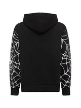 Men Women Zip Up Hoodies Fashion Spider Web Print Long Sleeve Oversized Sweatshirts Streetwear Tops