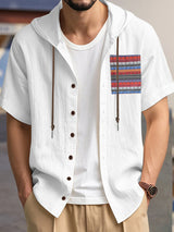 Men s Linen Shirts Casual Short Sleeve V Neck Button Down Pocket Tops Summer Hoodies - Stylish and Comfortable Apparel for Warm