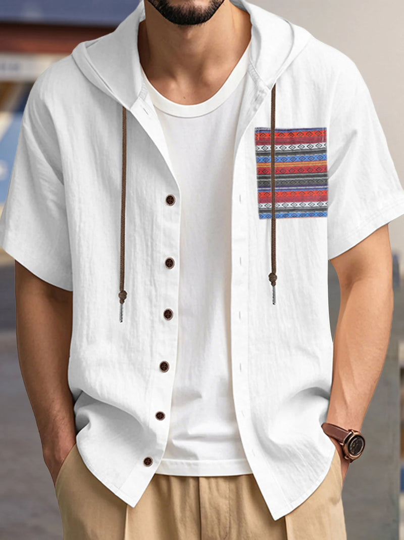 Men s Linen Shirts Casual Short Sleeve V Neck Button Down Pocket Tops Summer Hoodies - Stylish and Comfortable Apparel for Warm