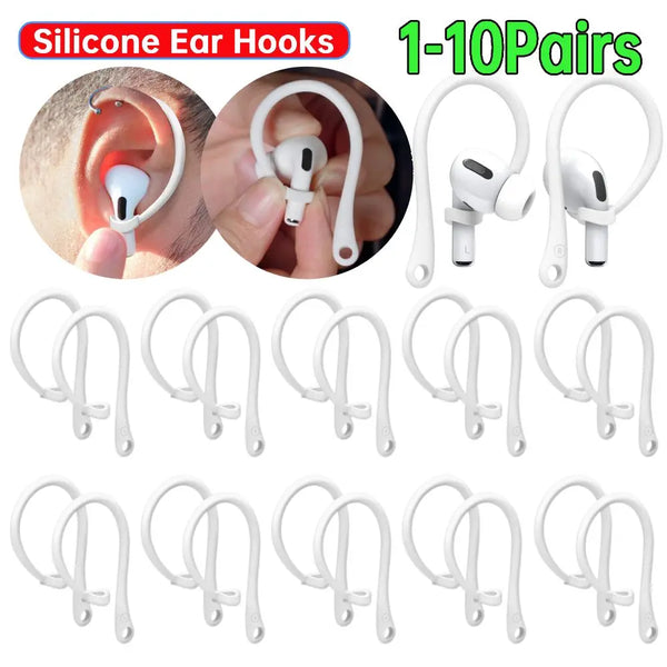 1-10pairs Silicone Lightweight Ear Hooks Wireless Headset Ear Hooks Anti-fall Bluetooth Earphone Holder for Airpods Pro3 Headset
