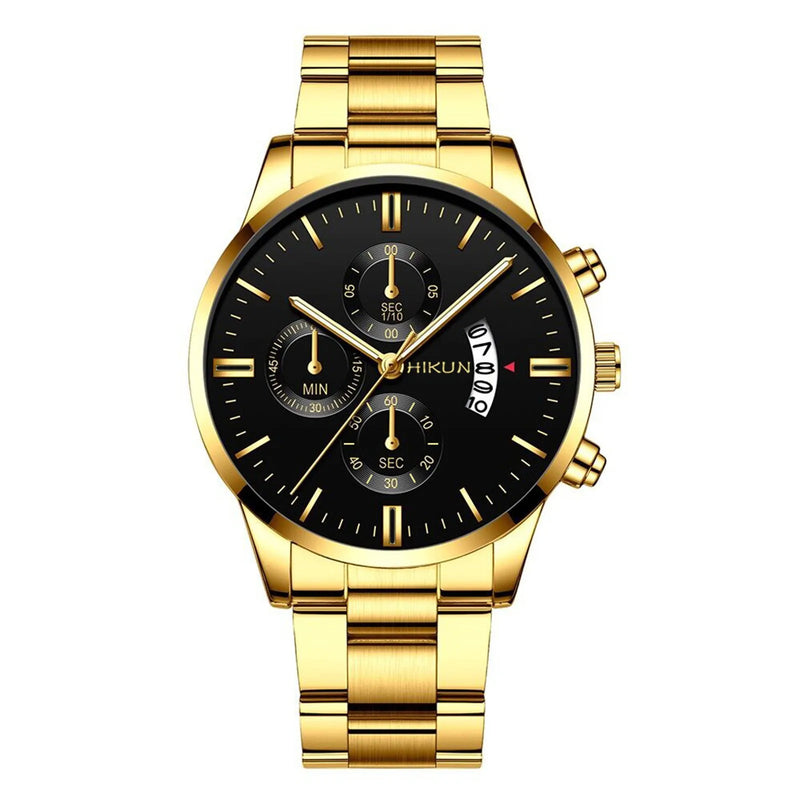 Fashion Mens Watches Luxury Black Stainless Steel Quartz Wrist Watch Man Business Watch For Men Calendar Clock Reloj Hombre