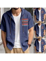 Men s Linen Shirts Casual Short Sleeve V Neck Button Down Pocket Tops Summer Hoodies - Stylish and Comfortable Apparel for Warm