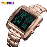 SKMEI Men's Digital Wristwatch 30M Waterproof Sport Wrist Watch Square Dial Stainless Steel Band Man Watch 1369