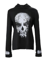 Women s Long Sleeve Halloween Skull Print Hooded Hoodies Shirts Spring Fall Casual Tops Streetwear Fashion Pullover Sweatshirt