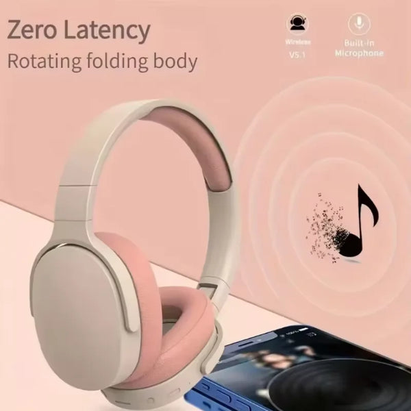 Fashionable Bluetooth wireless headphones, over-ear, deep bass, sports stereo, high fidelity, long battery life, universal