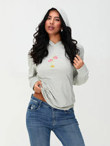 Women s Casual Pullover Hoodies Long Sleeve Floral Print Loose Sweatshirts Streetwear Tops with Embroidered Letters