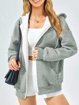 Simple Versatile Zip Up Hoodie Long Sleeve Sweatshirts Fall Outfits Oversized Hoodies Casual Fashion Solid Color Comfy Jackets