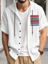 Men s Linen Shirts Casual Short Sleeve V Neck Button Down Pocket Tops Summer Hoodies - Stylish and Comfortable Apparel for Warm