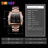 SKMEI Men's Digital Wristwatch 30M Waterproof Sport Wrist Watch Square Dial Stainless Steel Band Man Watch 1369