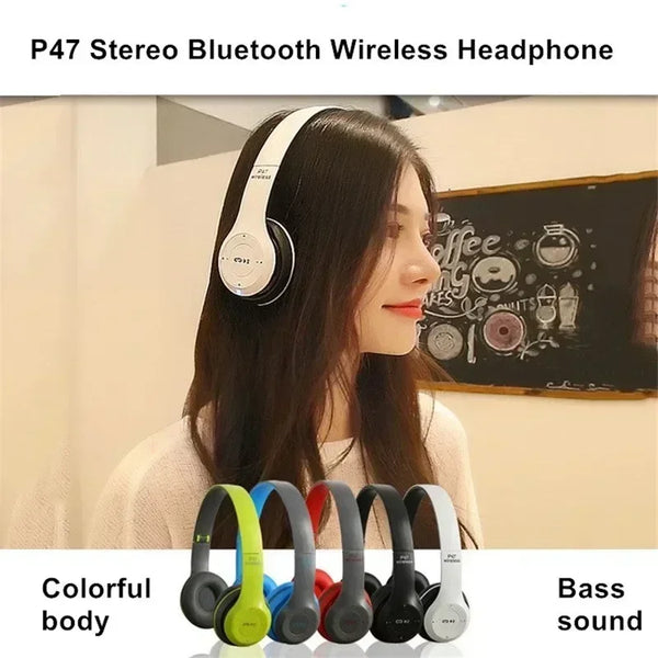 Bluetooth 5.0 Wireless Headphones with Foldable Design, HIFI Stereo Bass, Mic, USB Adapter for iPhone Gaming