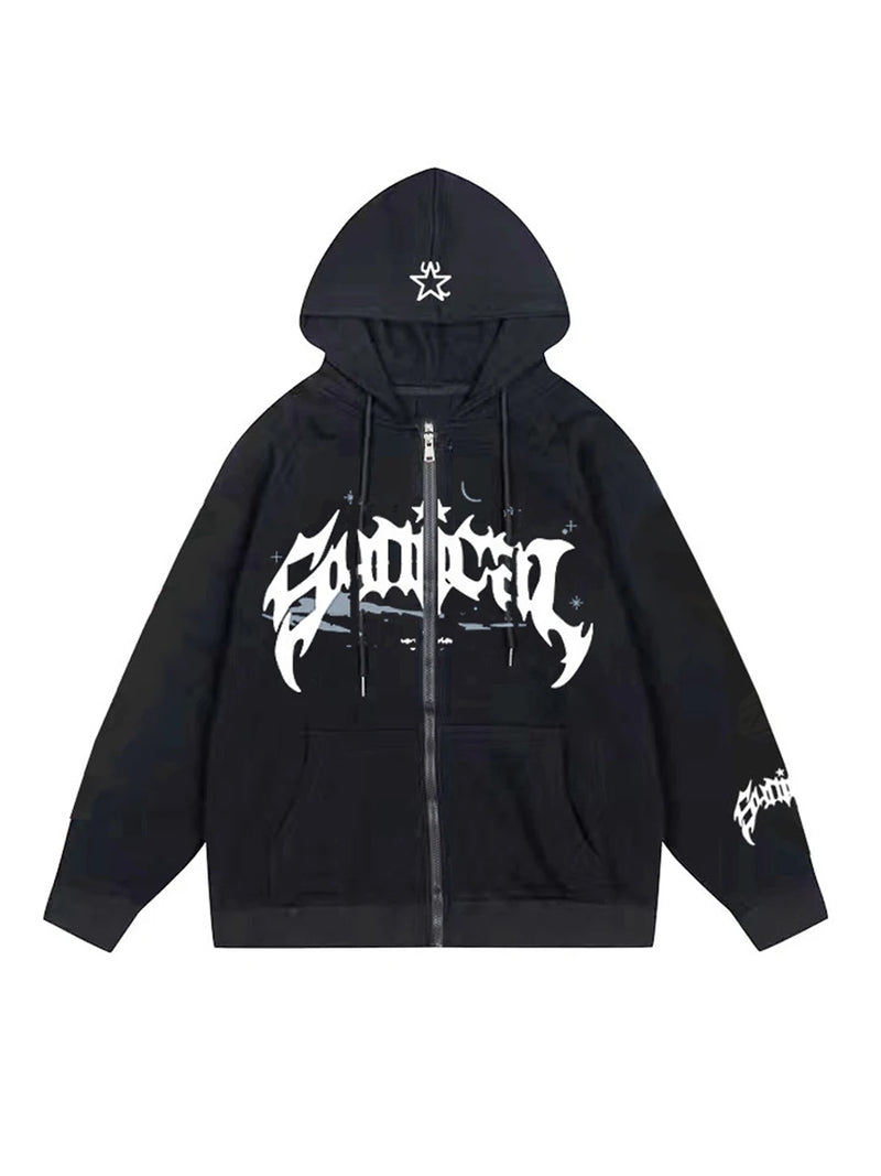 Women s Cute Hoodies Fashion Print Long Sleeve Teen Girl Fall Jacket Casual Clothes Zip-Up Oversized Sweatshirts Coat