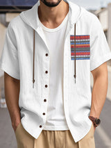 Men s Linen Shirts Casual Short Sleeve V Neck Button Down Pocket Tops Summer Hoodies - Stylish and Comfortable Apparel for Warm