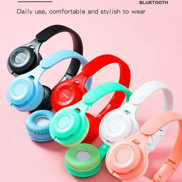 Headphones Kids Wireless Bluetooth Earphones Stereo Foldable Helmets Gaming Headsets Over-ear Headphones for Android ios Music