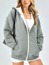 Simple Versatile Zip Up Hoodie Long Sleeve Sweatshirts Fall Outfits Oversized Hoodies Casual Fashion Solid Color Comfy Jackets