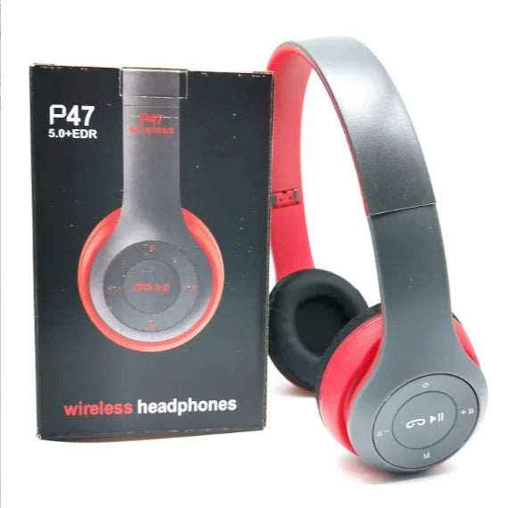 Bluetooth 5.0 Wireless Headphones with Foldable Design, HIFI Stereo Bass, Mic, USB Adapter for iPhone Gaming