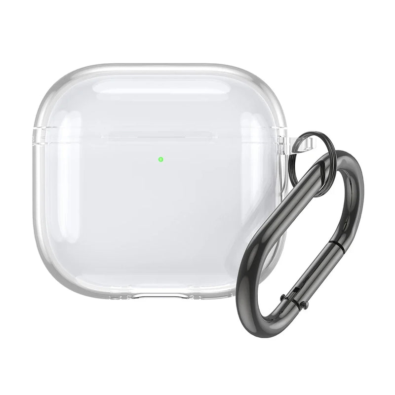 Soft TPU Shockproof Clear Case Cover for Apple AirPods 4 2024 with Carabiner and Anti Fall Protection