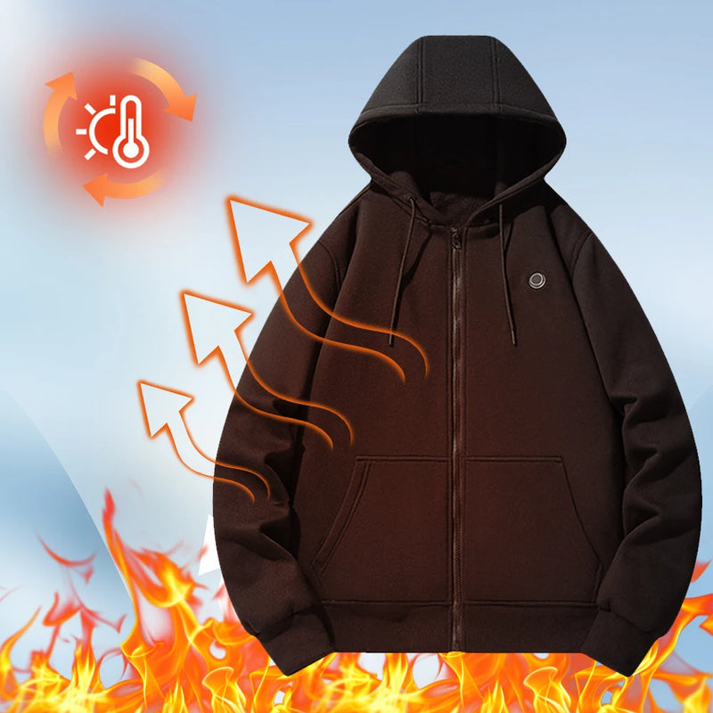 2024 Outdoor Electric USB Heating Sweaters Hoodies Men Women Winter Warm Heated Clothes 5 Area Winter Heating Casual Hoodies