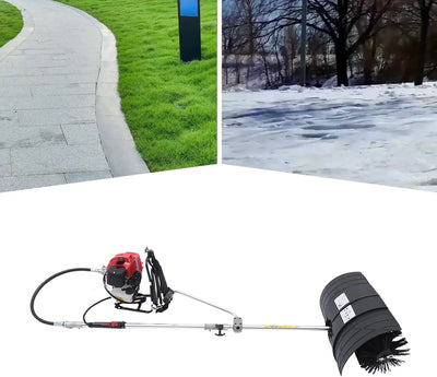 Handheld Sweeper, 2-Stroke 52Cc 1700W Gas Power Broom Snow Artificial Turf Grass Backpack Sweeper Petrol-Powered Backpack Leaf